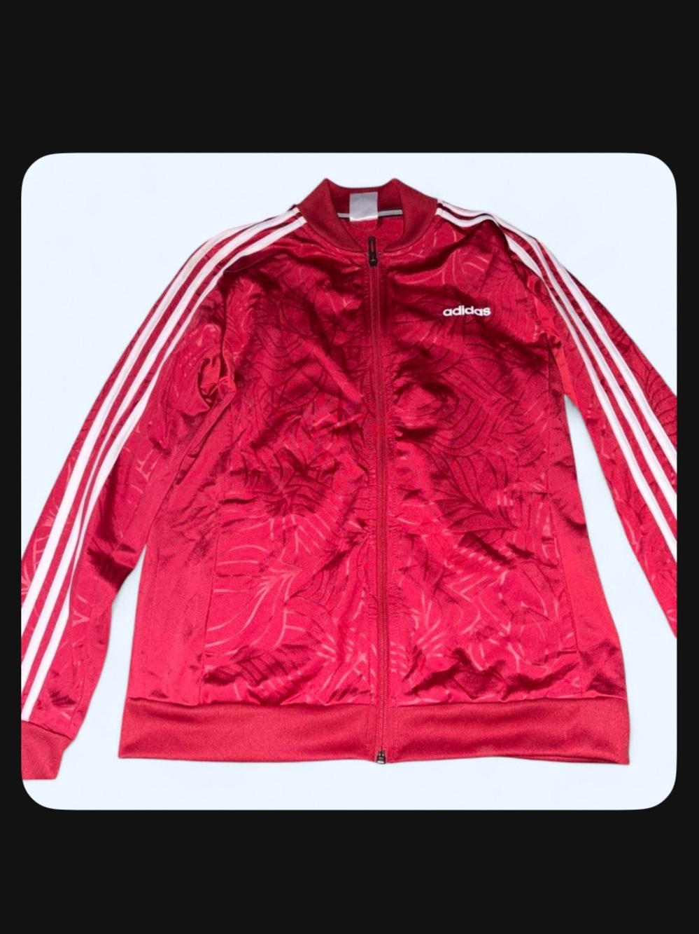 adidas Burgundy Zip-Up Jacket with White Stripes